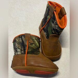 Children's Camouflage Boots with Orange Accents